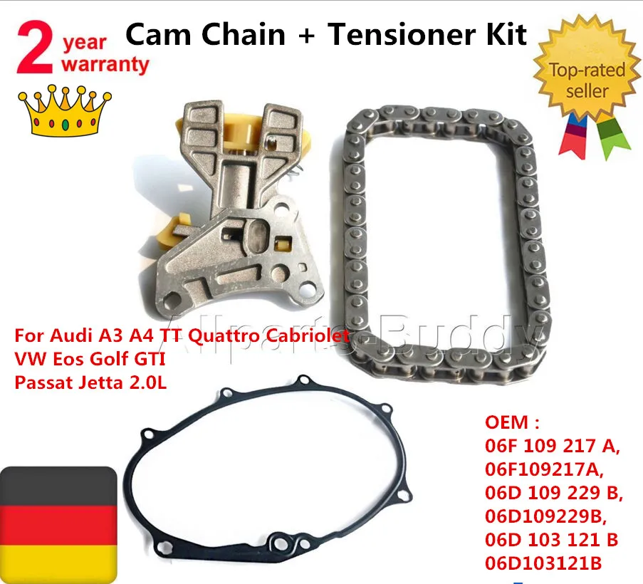 

AP01 06F109217A 06D109229B 06D103121B Cam Chain + Tensioner Kit FOR Audi TT + TTS 2.0T FSI/2.0 FSI/2.0 TFSI (06 -08)