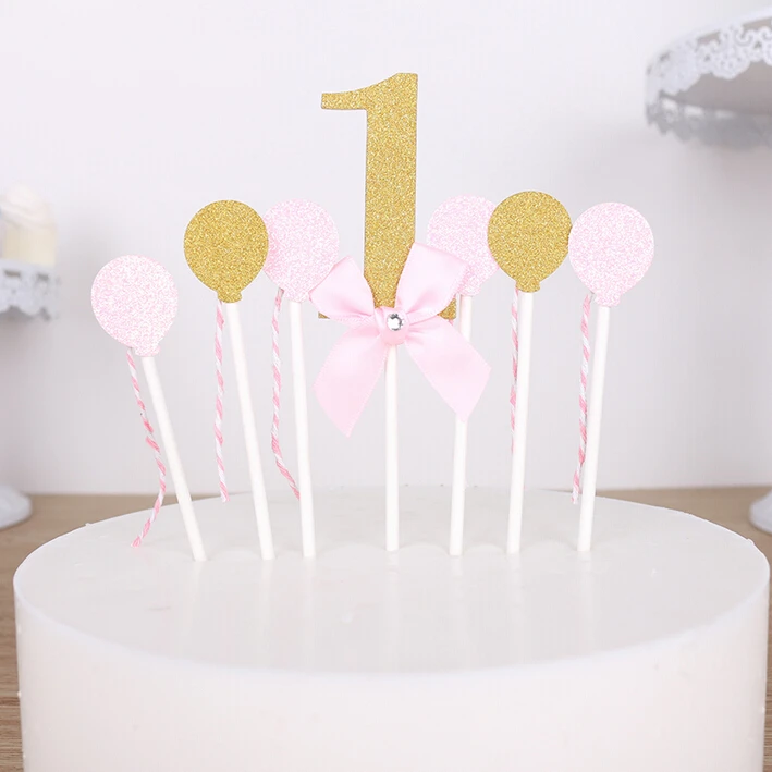 7 шт./упак. 1 год с днем рождения торт Топпер для партии украшения-XPAG082 | Дом и сад