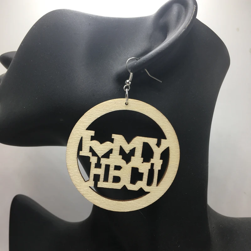 Бесплатная доставка! Я люблю свои деревянные серьги HBCU|wooden earrings|earrings free shippingearrings