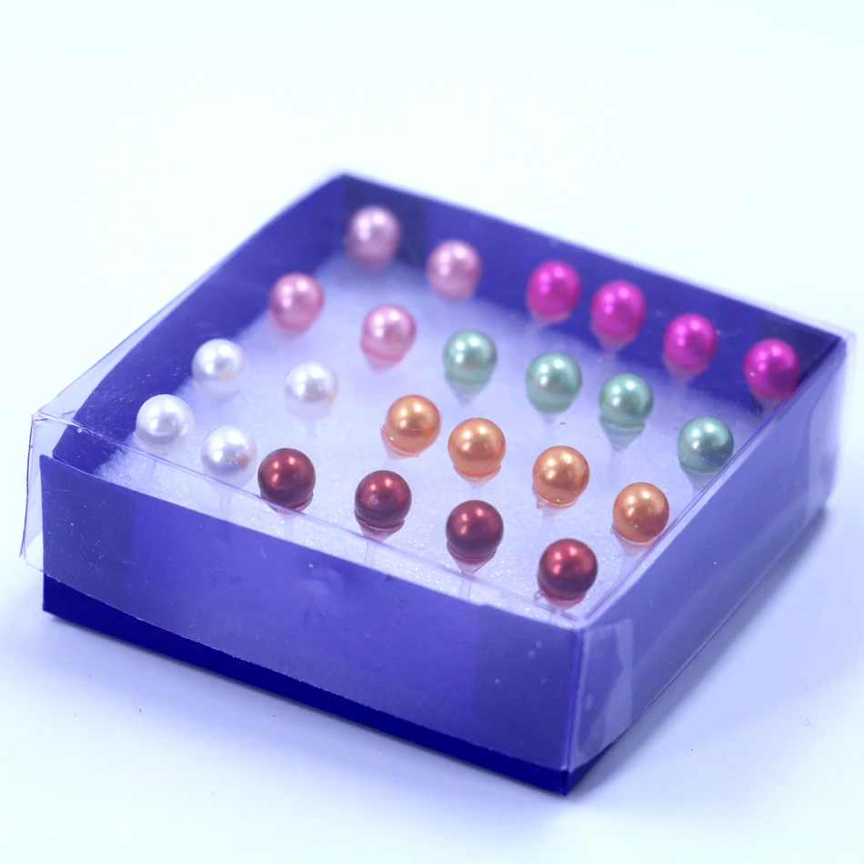 Бесплатная доставка дешевые пластиковые серьги гвоздики с имитацией жемчуга 4 мм