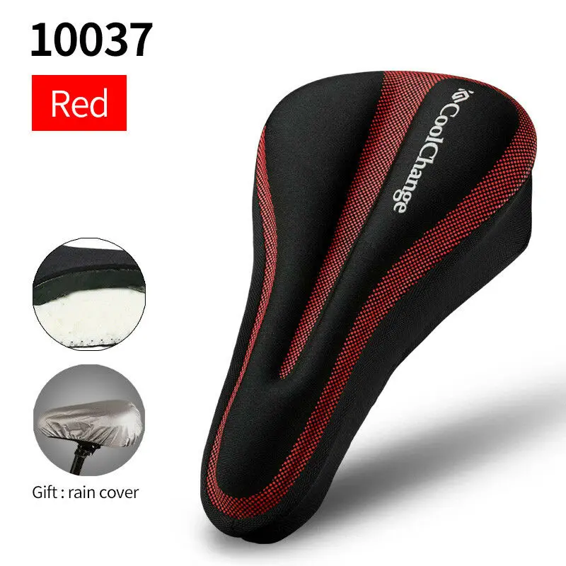 10037 Red Велосипедное Сиденье, дышащее велосипедное седло, мягкое утолщенное сиденье для горного велосипеда, Подушечка для велосипедного сиденья унисекс дышащий комбинезон для велосипеда, чехол для подушки - Цвет: 10037 Red