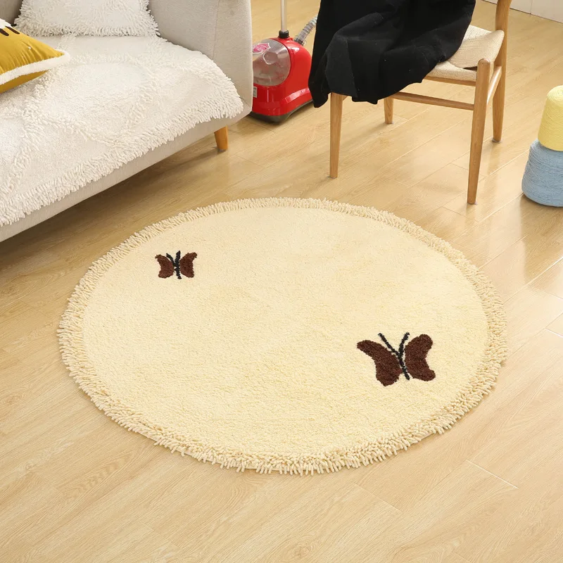 Хлопок мультфильм круглые маты компьютерный стул ковер прикроватный журнальный