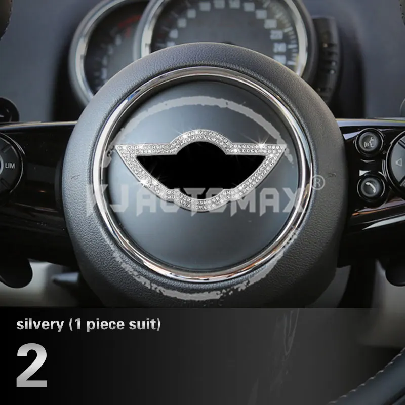 2.Silver KJAUTOMAX для Mini Cooper R Series R55 R56 Хрустальная декоративная автоматическая ручка Рулевое колесо Кнопка блокировки двери Тахометр - Название цвета: 2.Silver