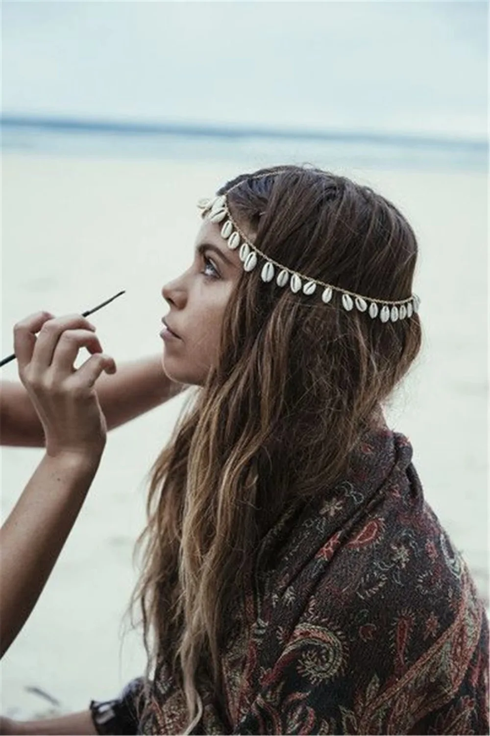 

Gypsy Summer Beach Boho Women Shell Headbands Statement Head Chain Indian Turkish Wedding Hair Jewelry Accessories