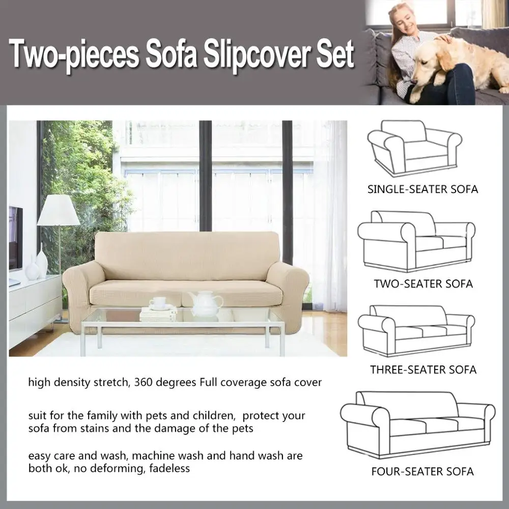 Стрейч диван Slipcover 2-шт. Диван-крышка мебель протектор диване Микро волокно супер мягкий прочный с эластичным дном