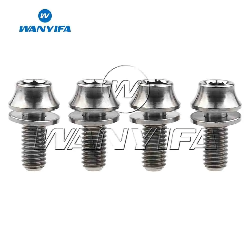 Wanyifa 4 шт. Титановые Болты Винты M5x12mm с шайбами для велосипедный держатель для бутылки, 5 цветов - Цвет: Ttanium