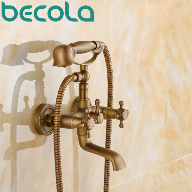 

Настенный смеситель для душа BECOLA, античный латунный кран для ванной комнаты, GZ-8305