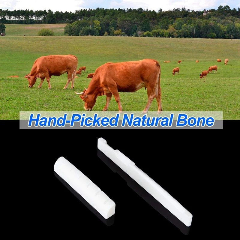

3 Set (6Pcs) Guitar Nut And Acoustic Bridge Saddle Made Of Bone For 6 Strings Classical Guitar