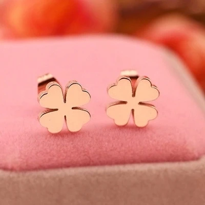 

Gold Silver Plated Four Leaf Clover Earrings Lose Money Promotion Hot Selling Titanium Steel Woman Fashion Jewelry Never Fade