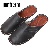 mntrerm men slippers spring and autumn genuine leather home indoor non slip thermal slippers 2020 new hot outside home shoes