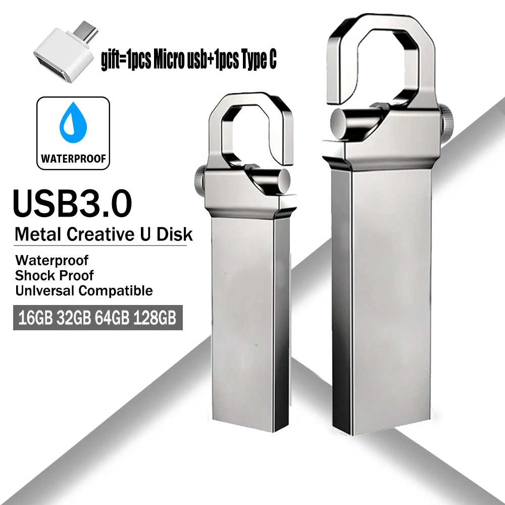 Флеш-накопитель 128 ГБ Флешка 64 ГБ 32 ГБ 16 ГБ 8 ГБ USB флеш-накопитель 256 ГБ водонепроницаемый металлический u-диск Memoria Cle USB 3,0 карта памяти