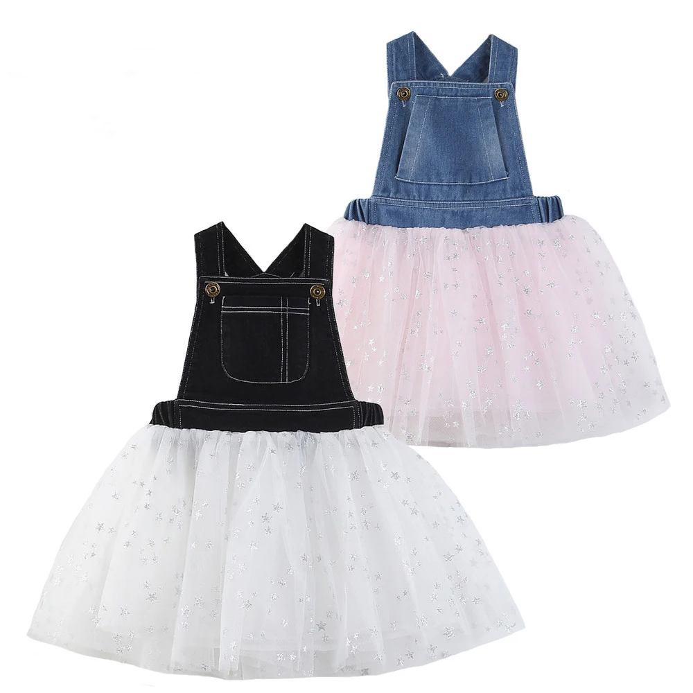 Ковбойское Повседневное платье для девочек на весну и лето новое джинсовое без