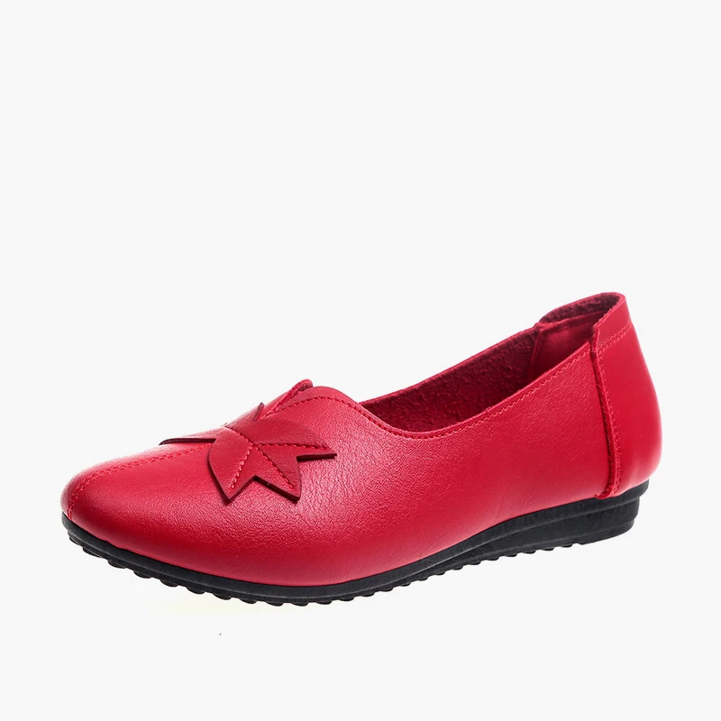 red 5 MCCKLE/Модные женские мягкие туфли на плоской подошве без шнуровки; лоферы с аппликацией; балетки на платформе; удобная обувь с закрытым носком; повседневная женская обувь - Цвет: red 5