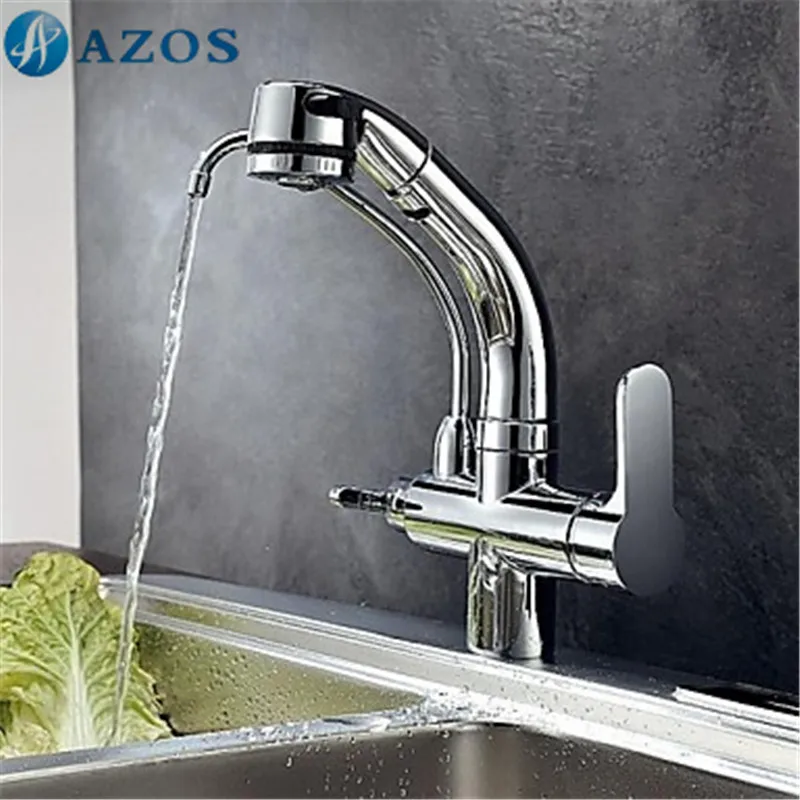 

Смесители для кухни CFLT500, современный поворотный шланг с 2 носиками, выдвижная Лейка для душа, хромированный полированный кран-смеситель с к...