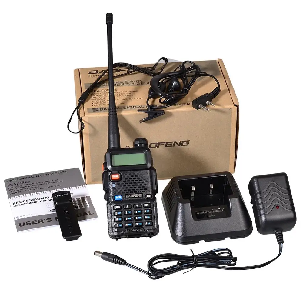 2pcs BAOFENG UV-5R Interphone Walkie Talkie Two Way Radio FM Transceiver Dual-band DTMF VOX Alarm LED Flashlight Key Lock