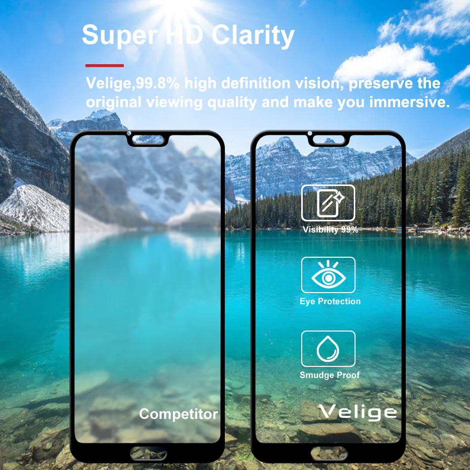 Velige 2.5D полное покрытие закаленное стекло для Huawei Honor 10 Honor10 защита экрана