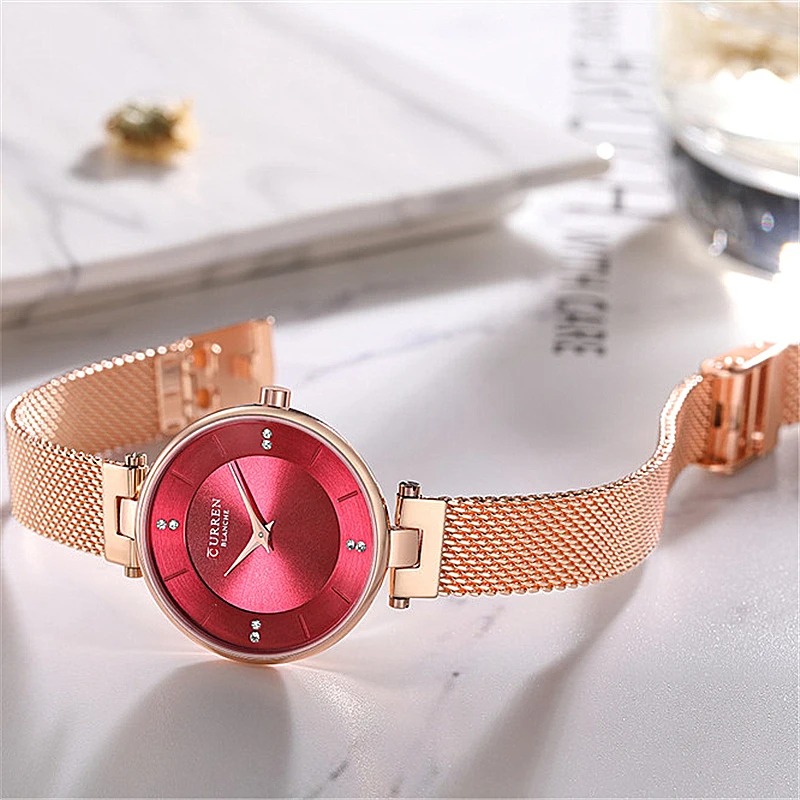 Модные сетчатые часы из нержавеющей стали для женщин Relogio Feminino CURREN 2018 женские