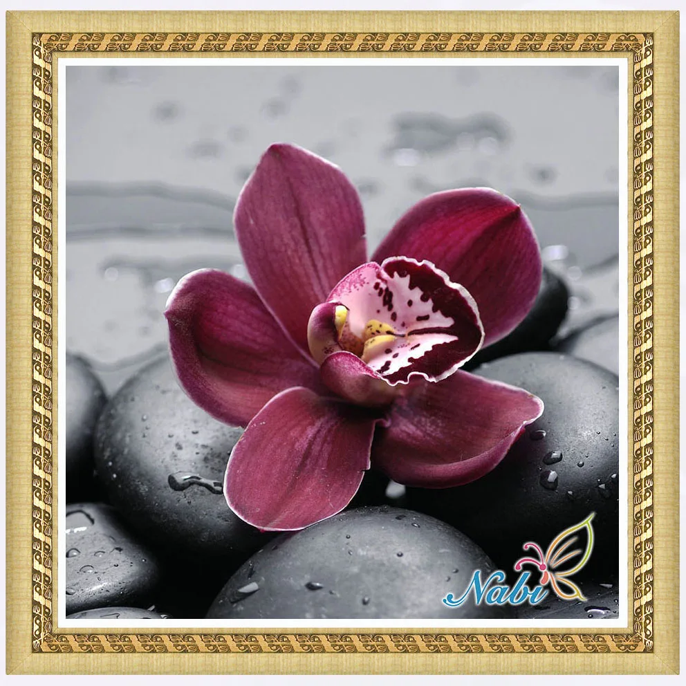 flower orchid foamiran needlework beads beadwork 2321R - Round Diamond embroidery cross stitch diamond mosaic painting | Дом и сад