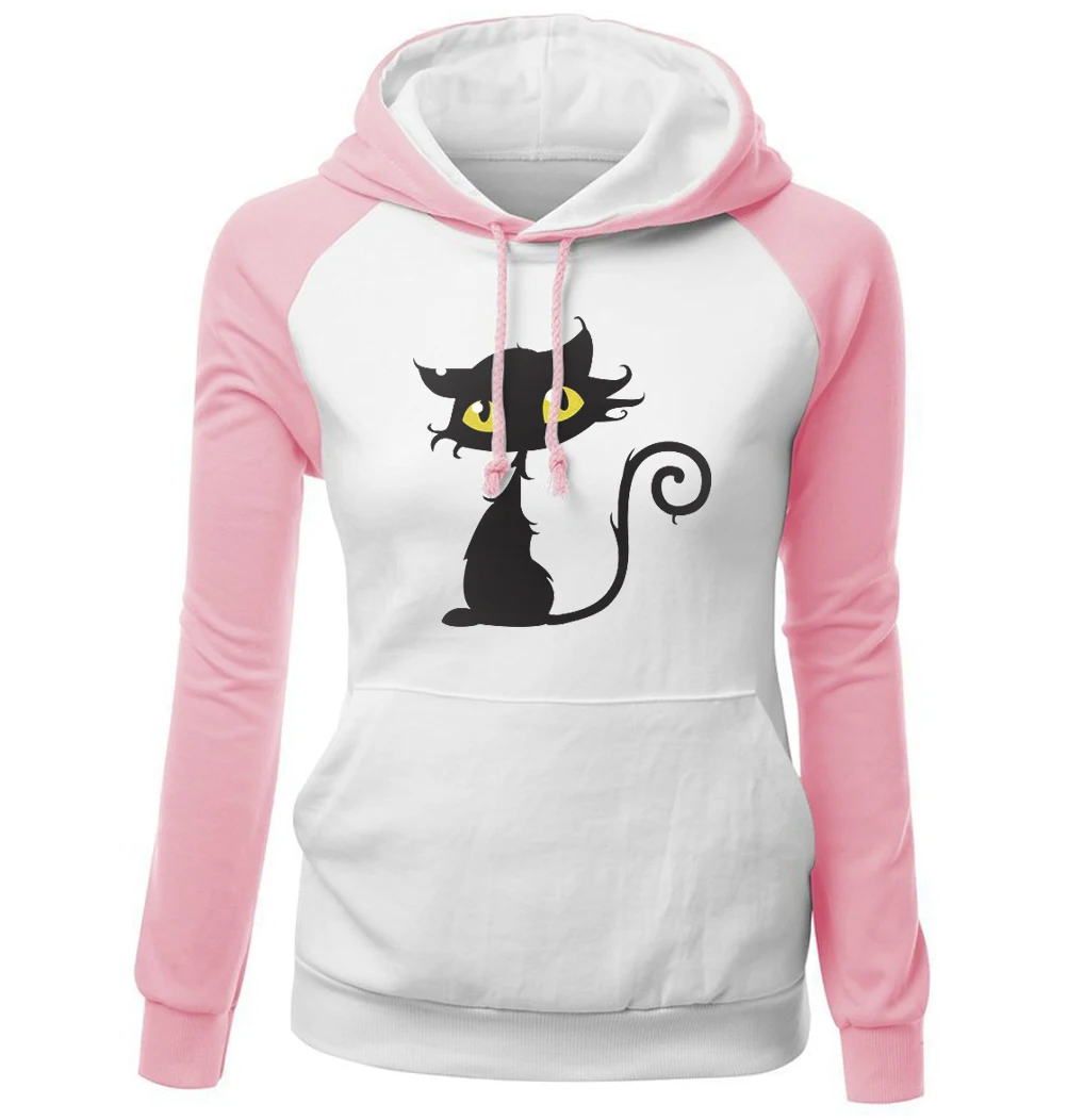 Осень Зимние толстовки женские флис толстовка реглан уличная Kawaii Cat в стиле «хип-хоп» Для женщин толстовки с капюшоном брендовая одежда в стиле Харадзюку
