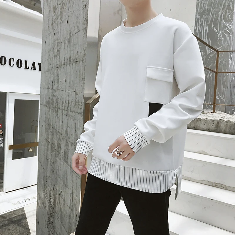 2018 весна и осень Для мужчин новая Корейская версия карман украшения толстовки