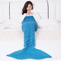 mermaid solid color quilt mermaid tail blanket fish scale tail blanket fleece throw plush sofa bedcover bed mermaid knit blanket