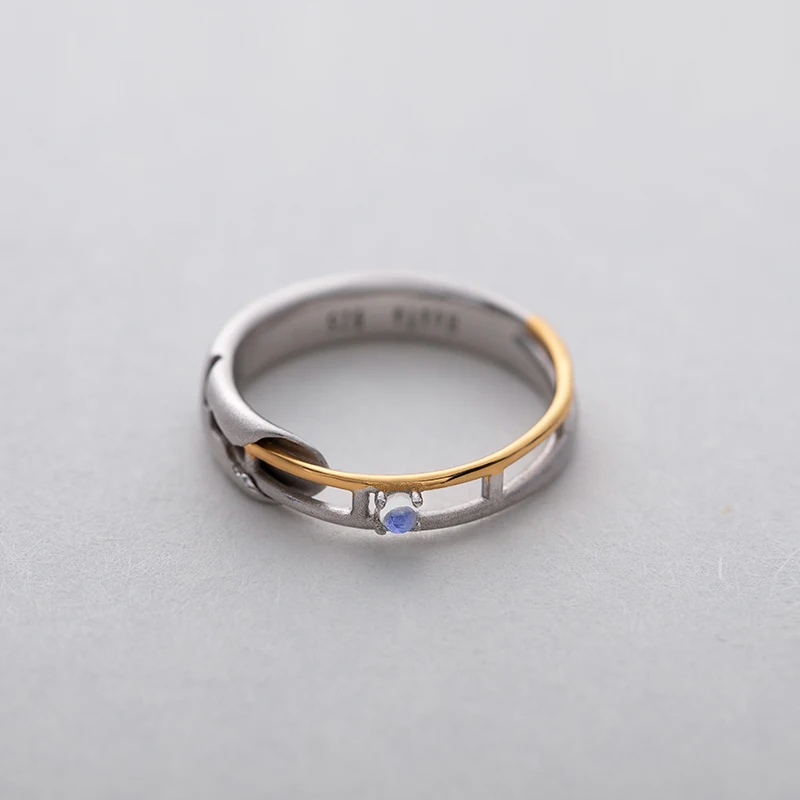 moonstone ring-femal Thaya Train Rail дизайн лунный камень любовник кольца золото и полые 925 Серебро Элегантные ювелирные изделия для женщин драгоценный камень сладкий подарок - Цвет камня: moonstone ring-femal