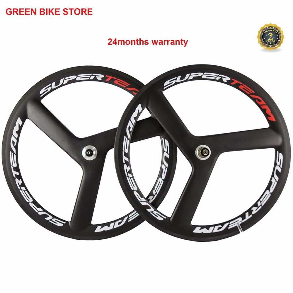 Углеродные велосипедные колеса Superteam 700C Clincher 3 Спицы Фиксированное колесо