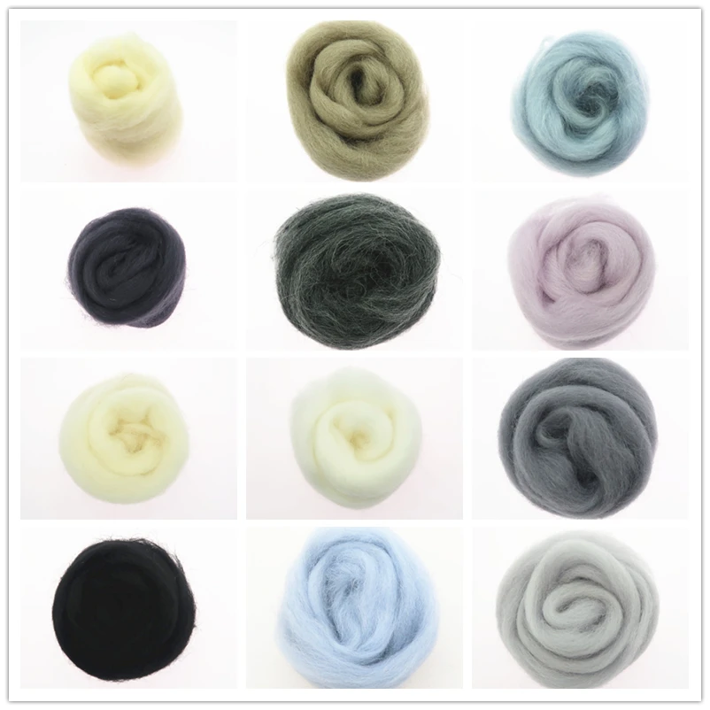 50/100g/ Basic Color Series Wool Fibre Flower Animal Wool Felting Handmade Spinning DIY Craft Materials Tool Felt Felt Fabric