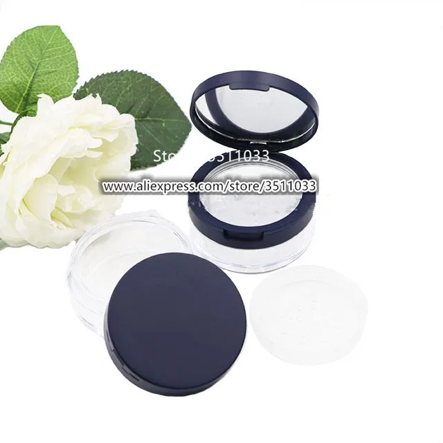 Темно синий колпачок пластиковая пустая банка для рассыпчатого порошка сито