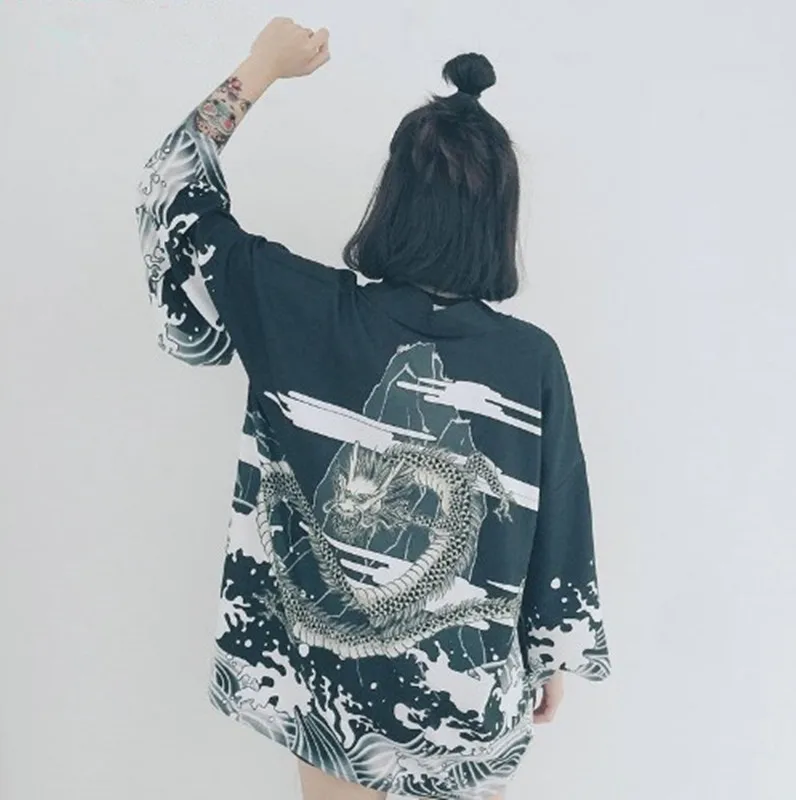 Японское кимоно Рубашка Пляжное кардиган женское летнее традиционное японское