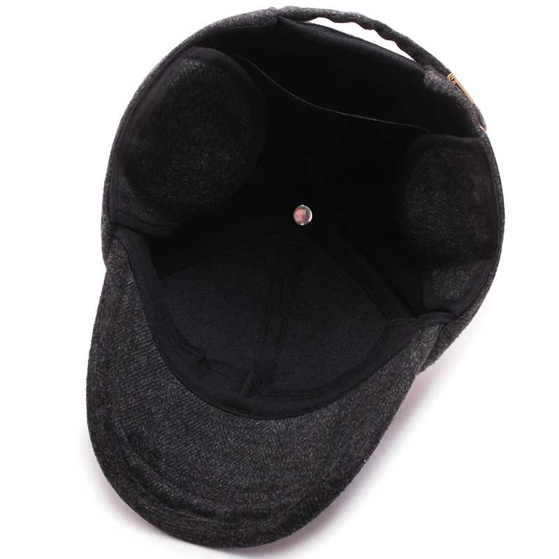 High Quality Winter Men's Baseball Cap With Ear Flaps Gorra Hombre Snapback Hat Warm Thicken | Аксессуары для одежды