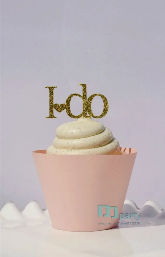 20 шт. ручной работы Золотые сверкающие буквы I do Cup торт Topper s свадебный topper