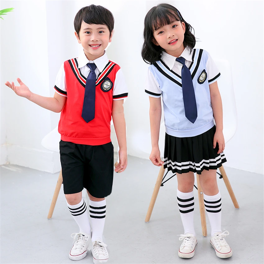 

Children Japanese School Uniform College Girl Skirt Kindergarten Kids Short Sleeve Stage Performance Student Clothing Set