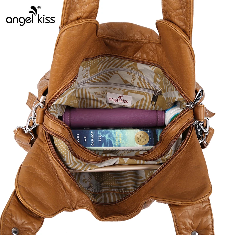 

Large Capacity Double Zipper Washing Women Leather Bag Shoulder Bag for Women 2019 Travel Handbags Sac a Main Ladies Hand Bags