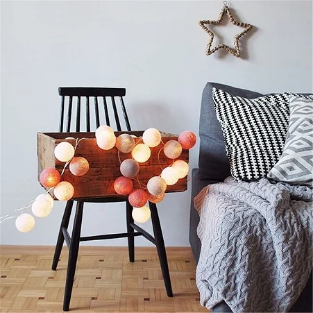 Горячая 20 сладких пастельных теплых розовых ватных шариков светодиодный