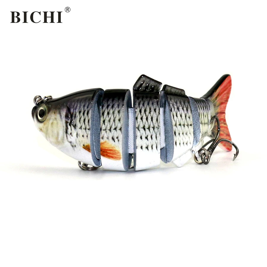 BICHI 10cm Fishing Lures 3D Eyes 6-Segment Lifelike Hard Lure Crankbait With 2 Hook Baits Artificial Bait | Спорт и развлечения