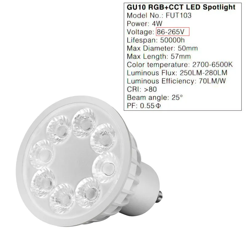 MiLight led bulb 4W GU10 220V Led Lamp Light Dimmable MR16 DC12V RGBCCT Home Decoration Bulb | Лампы и освещение