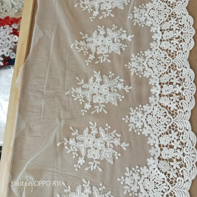 Бежевая новая широкая Изысканная сетчатая вышитая водная головатая кружевная