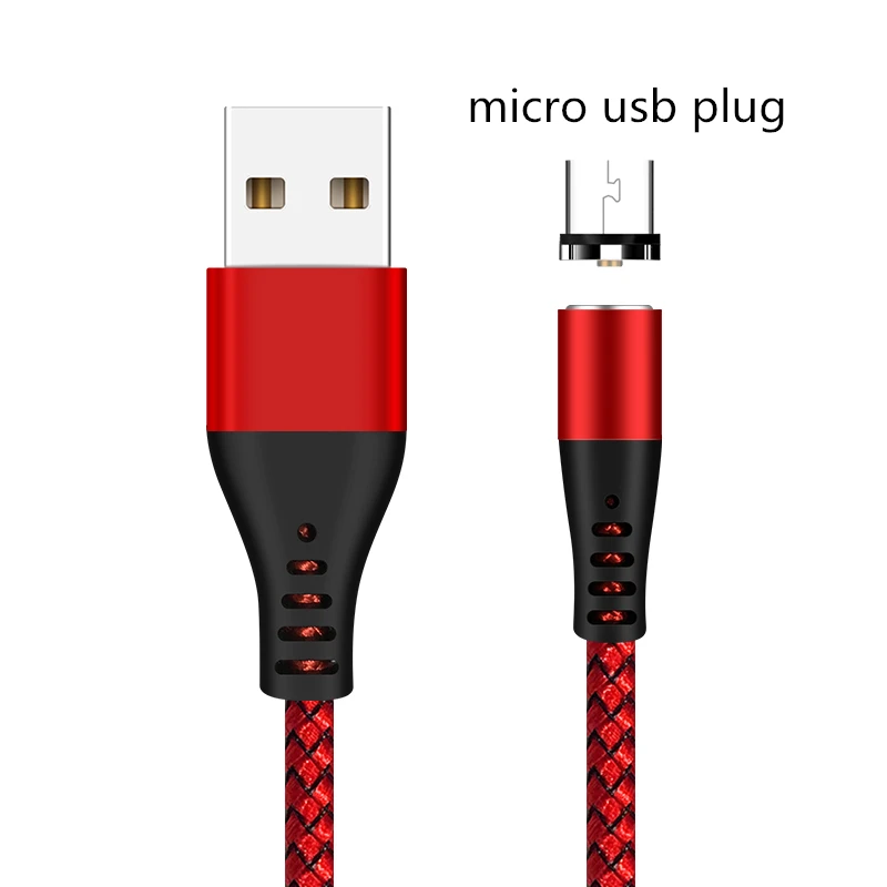 Red Micro Plug GREENPORT Круглый Магнитный кабель Micro usb type C кабель для iphone xs max samsung S8 S9 зарядки мобильного телефона Android зарядное устройство Шнур - Цвет: Red Micro Plug