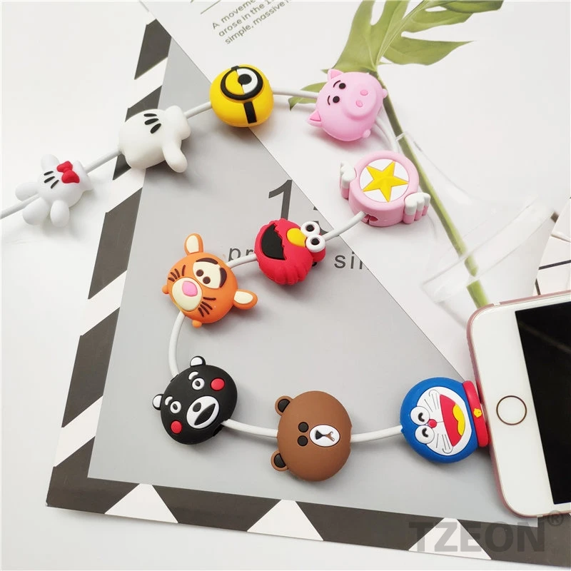 Защитный кабель в виде животных, милый мультфильм, аниме, для Iphone, освещение, Macbook, samsung, Тип C, кабель Micro USB, силиконовая линия, защита