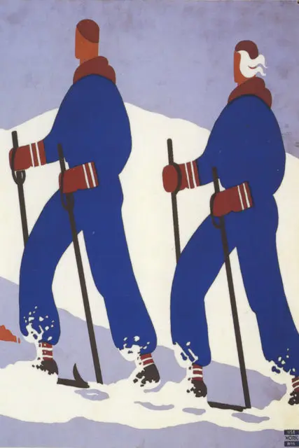 Винтажный спортивный постер для катания на лыжах и путешествий классические