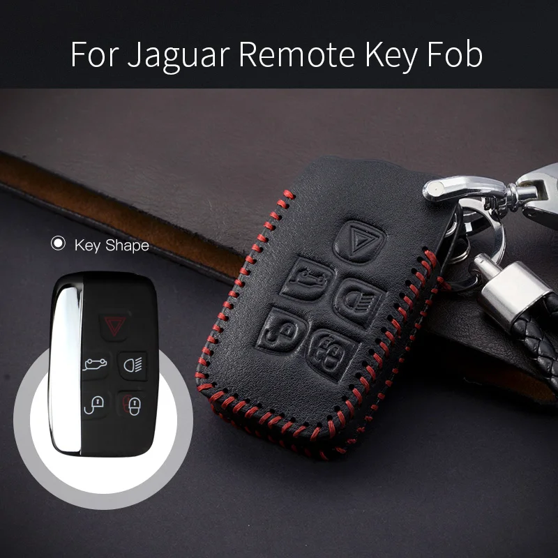 QUEES Remote Key Fob Case for Jaguar XE XF XFR XJ F-Type F-Pace Genuine Leather | Автомобили и мотоциклы