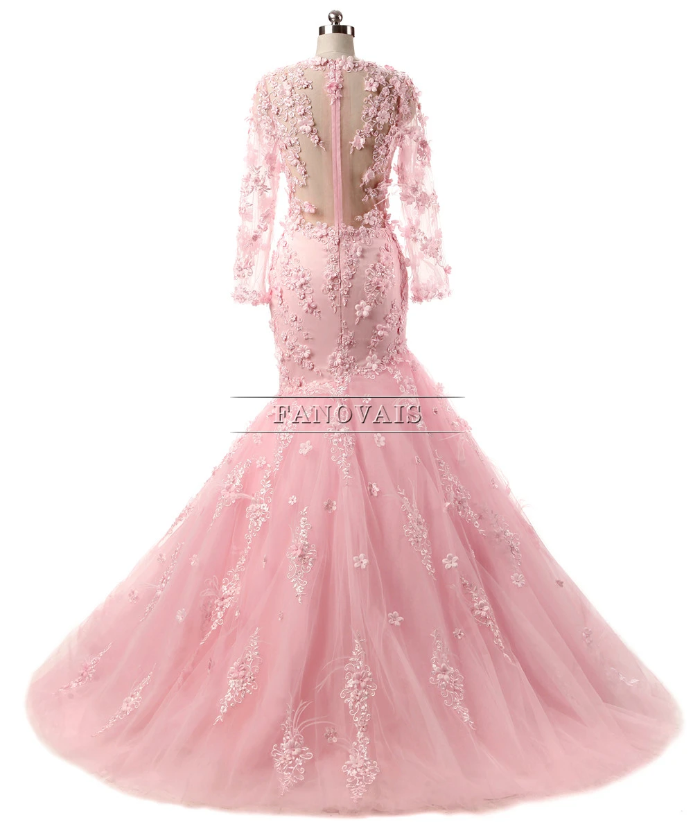 Real High Quality 2019 Prom Dresses Lebanon Sexy Sheer Pink Evening Long Sleeves Feather Beaded Vestido de Festa PD12 | Свадьбы и