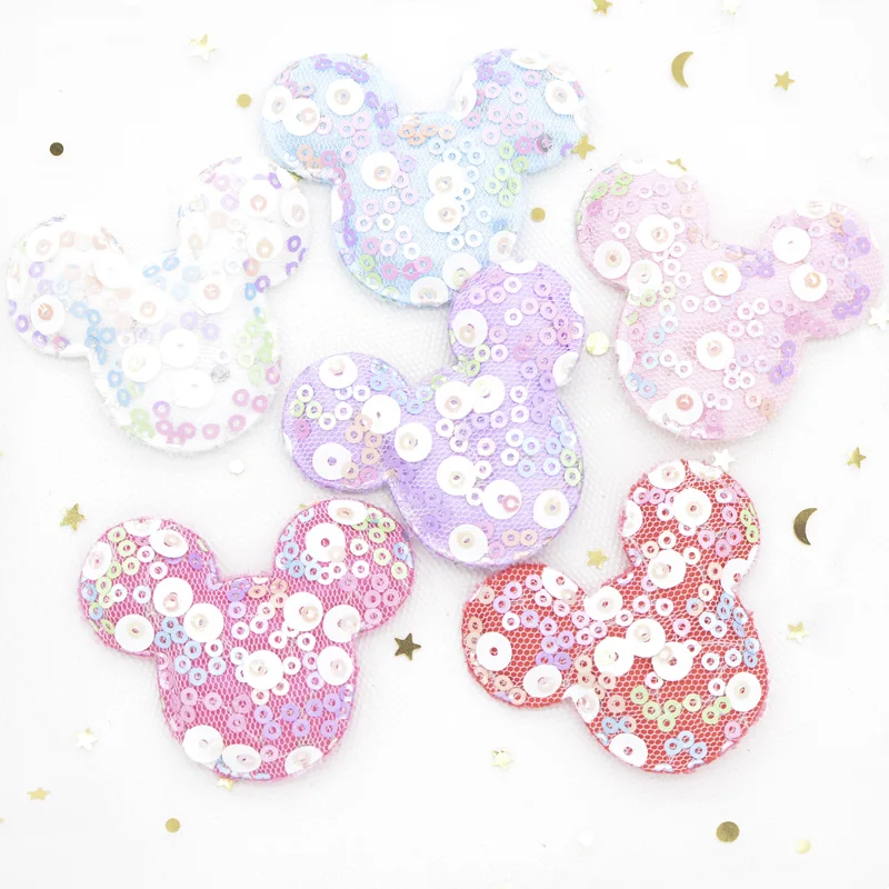 12 шт. 55*45 мм Kawaii аппликация для головы мыши с блестками вышиваемые накладки одежды