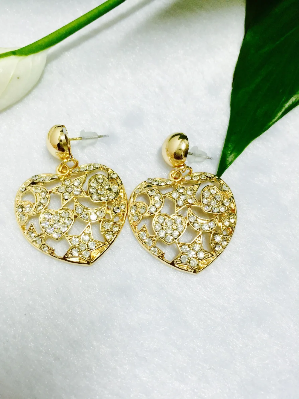 Party Jewelry New Fashion Heart Earrings Stud 18K Gold Plated With Austrian Full Crystals Women MU-86 | Украшения и аксессуары