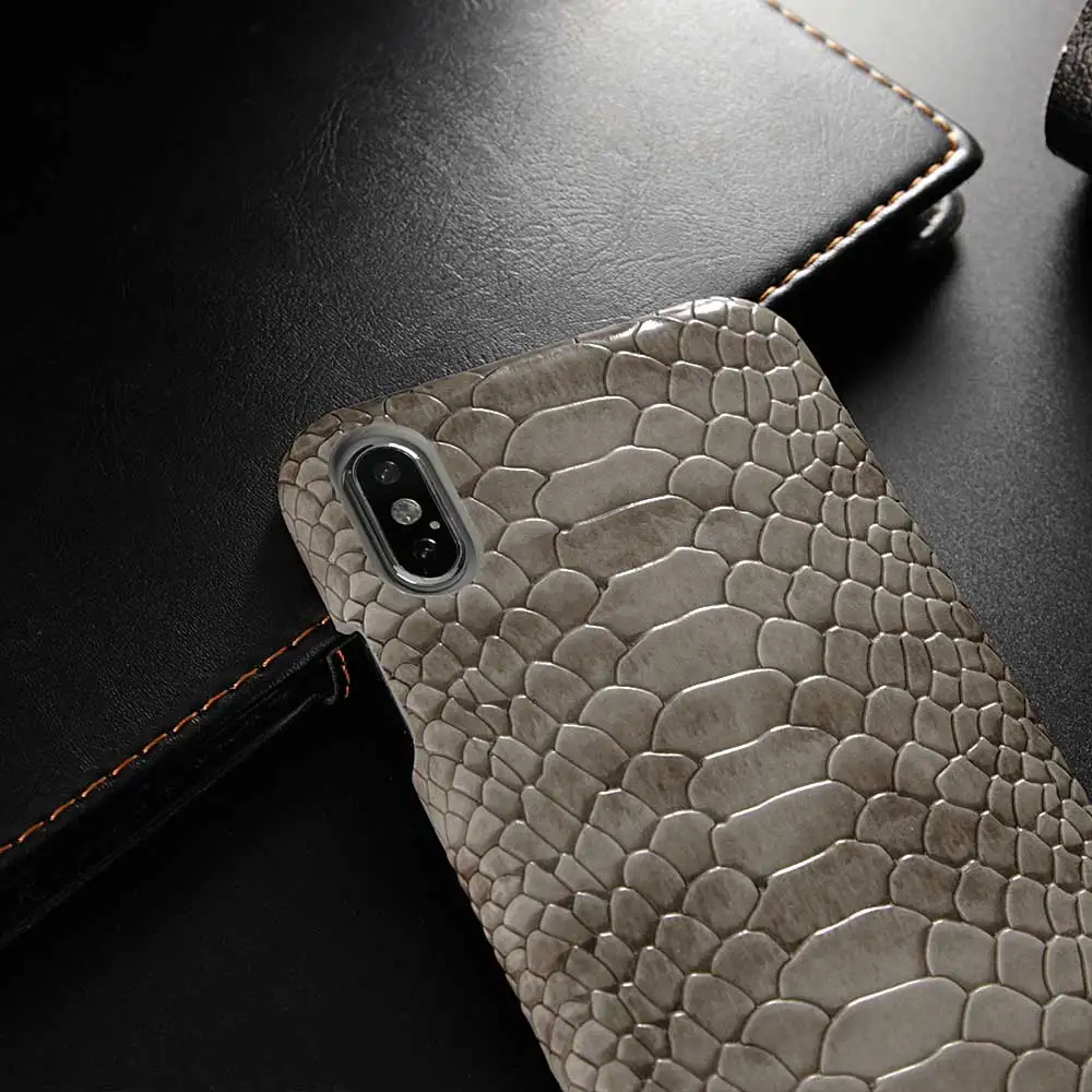 Роскошный кожаный чехол Boucho из змеиной кожи для iphone XS MAX XR X, жесткий пластиковый черный чехол для iphone 6 6s 7 8 plus, полуобернутый чехол