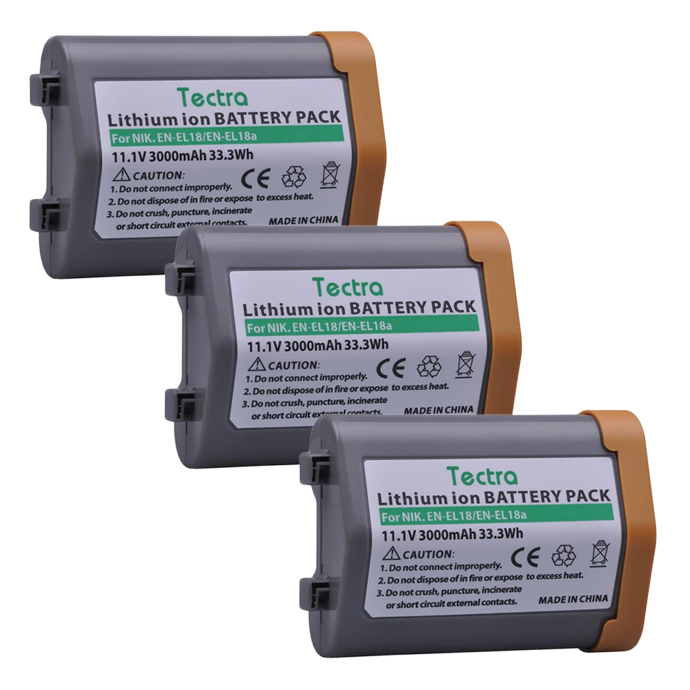 Tectra 3Pcs 3000mAh EN EL18 EL18a Аккумулятор для Nikon D5 D4 D4S Camera MH 26 ENEL18 ENEL18a Battery|Цифровые