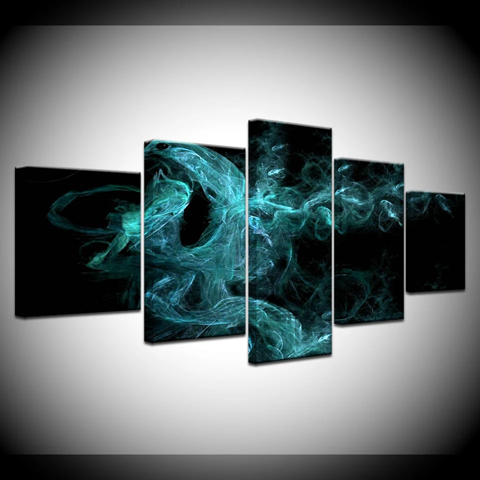 

Abstract Blue 5 Piece Canvas Wallpapers modern Poster Modular art painting for Living Room Home Decor