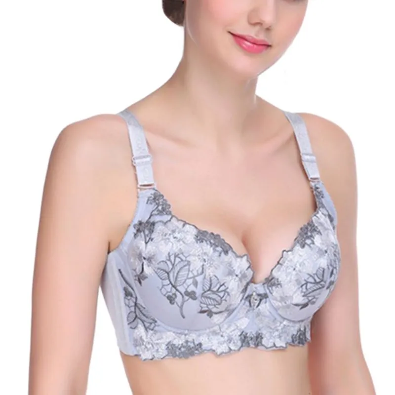 

Thin Embroidery Bras For Women Intimates Push Up Seamless Brassiere Adjustable Bra 3/4 B C cup