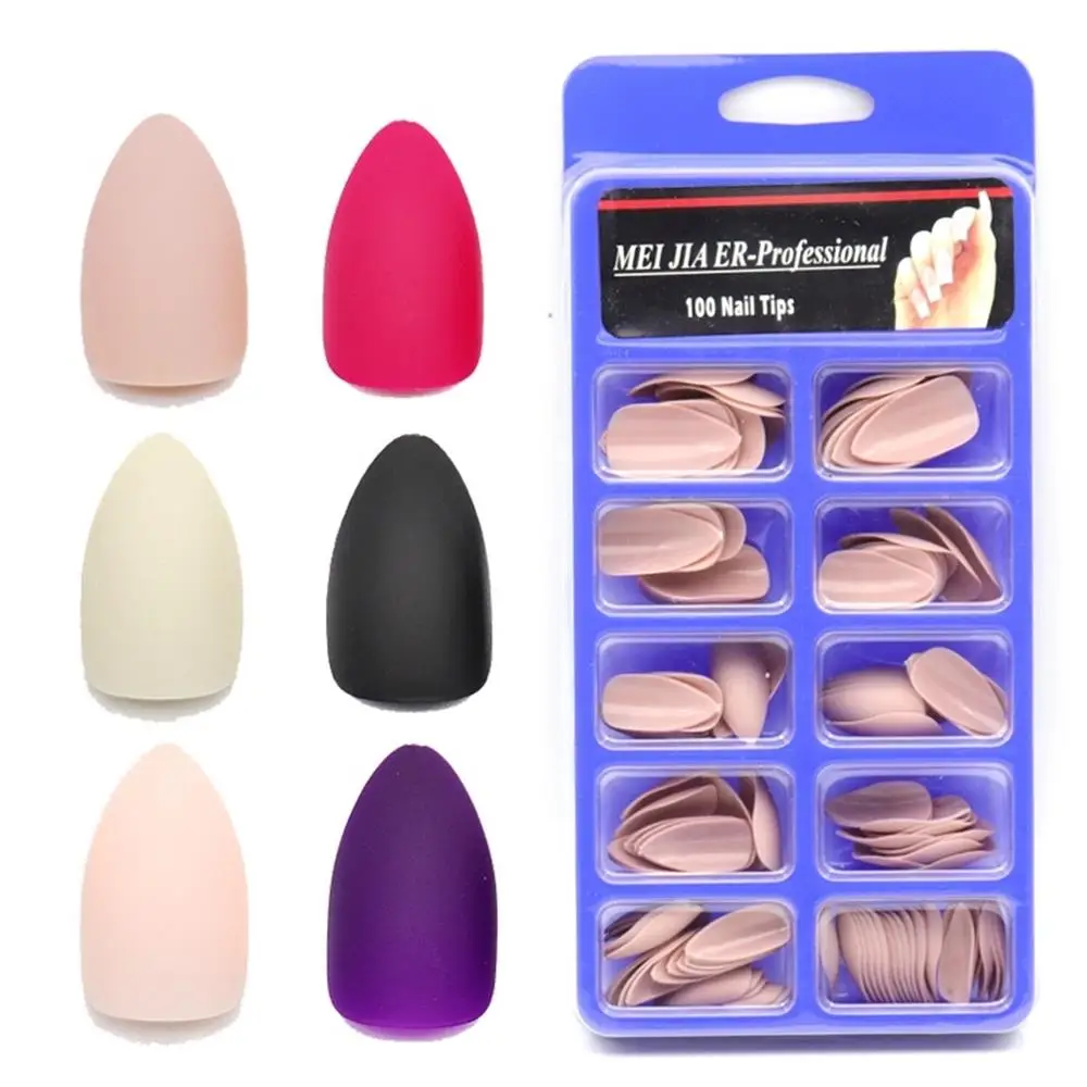 100 шт. овальные накладные ногти АБС металлик красочные искусственные полное